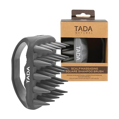 Long Bristle Large Square Silicon Shampoo Brush Head Scalp Massager Scrubber for Men and Women for Hair Growth Dandruff (Grey) - color: Grey