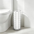 Toilet Paper Holder Stand, Freestanding Bathroom Toilet Paper Organizer, 3 Mega Roll Toilet Paper Holder for Under Sink, Vanity, Cabinet Shelf (Silver) - color: Silver
