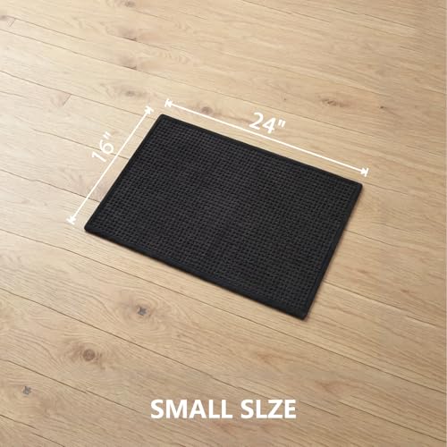 Bathroom Rugs Non Slip Washable, Super Absorbent Thin Bath Mat for Small Quick Dry Low Pile Bathroom Rug, (Black, 24″x16″) - color: Black, size: 1'4" x 2' (24″x16″)