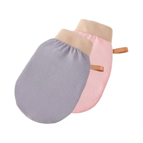 Exfoliating Bath Towel Set for Women Strong Cleaning Back Scrubber - color: Light Pink,light Gray