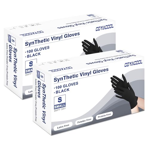 Disposable Gloves Small, Nitrile and Vinyl Blend Material Gloves, Latex Free 4 Mil 200 Pc Food Grade Glove for Cleaning, Food Prep, Hair Dye, Tattoo, Black - color: Black, size: Small-200pc