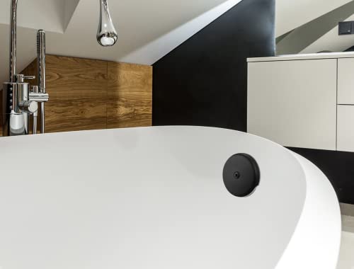 Single Hole Bathtub Drain Overflow Plate with One Matching Screws, Easy to Install, Matte Black - color: Matte Black