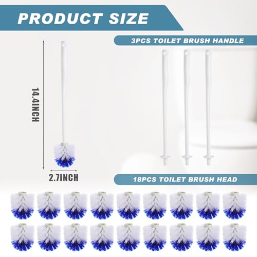 Willinglong 18 Pcs 18.5 Inch Toilet Bowl Cleaner Brush Bathroom Long Plastic Handled Cleaning Scrubber with Hook Hole Without Holder for Household Cleaning (Blue,White)
