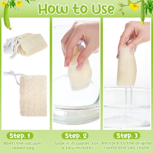 9 Pack 4”Natural Loofah Sponge Small Size Natural Organic Loofah for Kitchen Cleaning Dishes Toddler Exfoliating Skin Care Body Scrubber