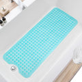 TEESHLY Bath Tub and Shower Mats, Non Slip 40 x 16 Inch Extra Large Bathtub Mat, Machine Washable Bathmat with Drain Holes, Suction Cups for Bathroom Floor, Clear Turquoise - color: Turquoise (Translucent)