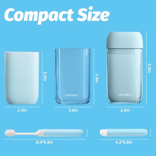 Travel Toothbrush Case, Mini Wash Cup with Foldable Toothbrush | Mini rinse cup, for camping business hiking travel, toothbrush included, lightweight plastic, Cups with cover, blue - color: Small Blue