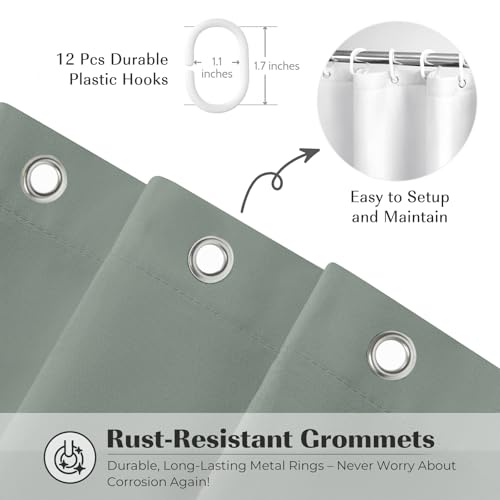 Seasonwood Shower Curtain with White Tassels Modern Farmhouse White Striped Sage Green Shower Curtains for Bathroom 72 x 72 inch Waterproof Fabric Shower Curtain Set - color: Green, size: 72"W x 72"L (Pack of 1)