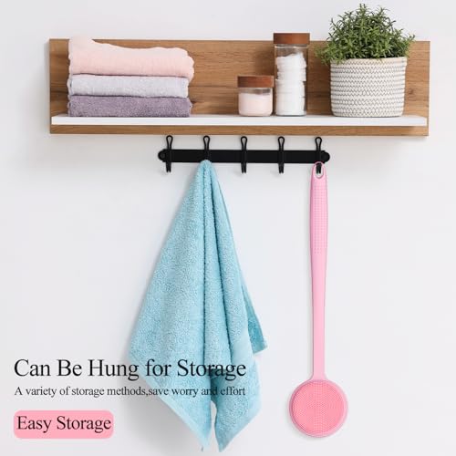 2 Pack Back Scrubber for Shower, 17in Lengthen Long Handle Body Brush, Double Sided Shower Brush for Shower Exfoliating and Massage Can Produce Rich Foam, Long Handle Back Scrubber for Men - color: 2pc-blue+pink