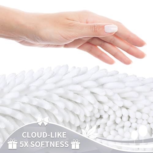 Yimobra Bathroom Rugs Sets 2 Piece, Soft Absorbent Bath Mat and U-Shaped Toilet Rug with Non Slip Backing, Luxury Shaggy Bath Mats for Bathroom, Machine Washable, 31.5"x20"+24"x20", White - color: White, size: 31.5x20 + 24x20 Inch