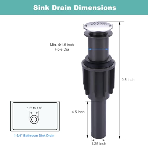 Bathroom Sink Drain Without Overflow, ARCORA Chrome Pop Up Drain for Vessel Sink Clicker Drain Stopper - color: Chrome-1 Pack, style: Pon Up Without Overflow