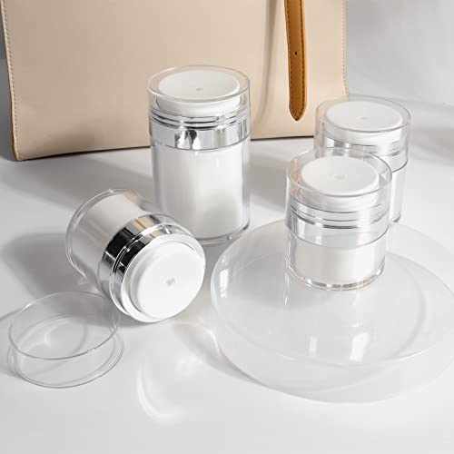 2Pack 30ml Airless Pump Jar - 1.0 Oz Moisturizer Pump Dispenser, Travel Lotion Container Vacuum Bottle for Skincare, Thick Moisturizer - size: 1 Ounces, style: 2 JARS