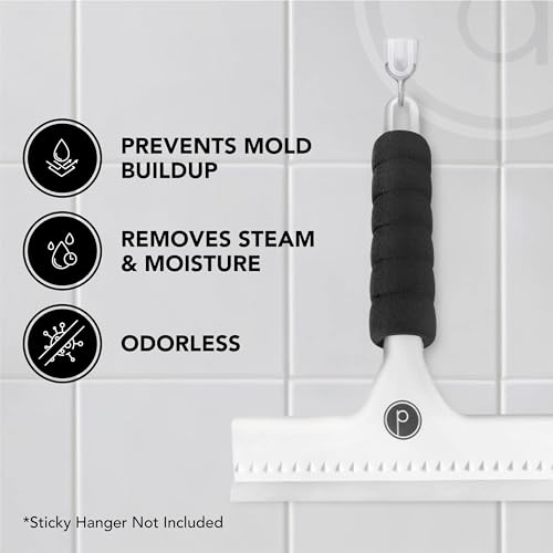 Squeegee for Shower Door, Car Windshield, and Glass Window - 2 Extra Silicone Replacement Blades - Foam Handle - Shower Squeegee - White - color: White, size: Plastic