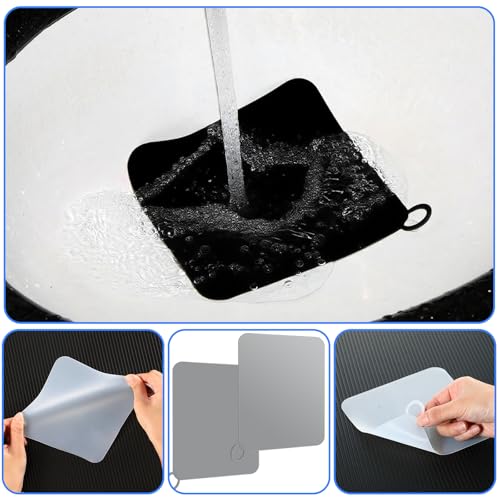 Yinkin 6 Pcs Drain Covers to Keep Bugs Out Silicone Shower Floor Tub Stoppers Bathtub Drain Stoppers Sewer Anti-Odor Mats Deodorizing Plugs for Bathroom(6 x 6 Inch,Square,White, Grey and Black) - color: White, Grey and Black, size: 6 x 6 Inch, style: Squa