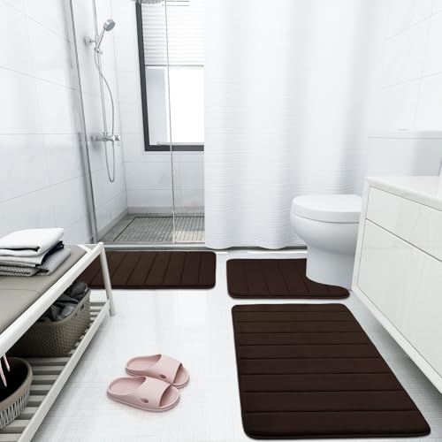 Buganda Memory Foam Bath Mat, 30" x 20", Ultra Soft Bathroom Rugs, Water Absorbent and Machine Washable Bath Rug for Bathroom, Shower, and Tub, Brown - color: Brown, size: 30" X 20"