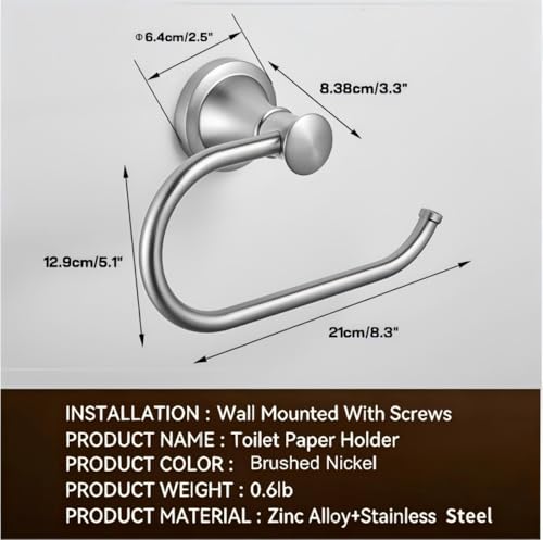 Brushed Nickel Toilet Paper Holder - Wall Mounted | Rustproof Bathroom Accessory, Durable Wall Mount Roll Hanger for Toilet Tissue，Rotary Toilet Paper Reel European - color: Brushed Nickel