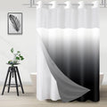 Extra Long No Hook Shower Curtain with Snap in Liner, Ombre Black White Shower Curtains and Liner Set, Hotel Fabric Bath Curtain for Bathroom, Mesh Top Window Waterproof Washable, 71" x 84" - color: Ombre Black, size: 71"W x 84"L (Pack of 1)