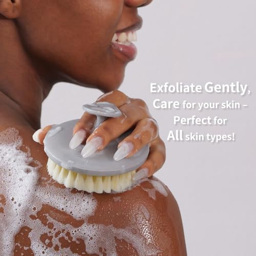 2 Pack Body Brushes, BEAUTAIL Gentle Exfoliating Shower Brush | Soft Bristle Body Scrubber for Sensitive Skin, Women & Men, Non-Slip Easy-Grip Handle, Durable Bath Brush (Blue+Gray) - color: Type4-blue+gray 2 Pcs