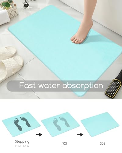 Stone Bath Mat 24"x16" - Diatomaceous Earth Shower Mat, Quick Dry, Anti-Slip, Modern Design with Bonus Non-Slip Pad - Perfect for Home Safety and Style, (Green) - color: Green
