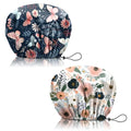 2 PCS Shower Cap Reusable Waterproof Adjustable Double Layer Elastic Dry Hair Bathing Caps Aesthetic Cute for Women Girls-Butterfly Flower - color: H-16-Butterfly Flower