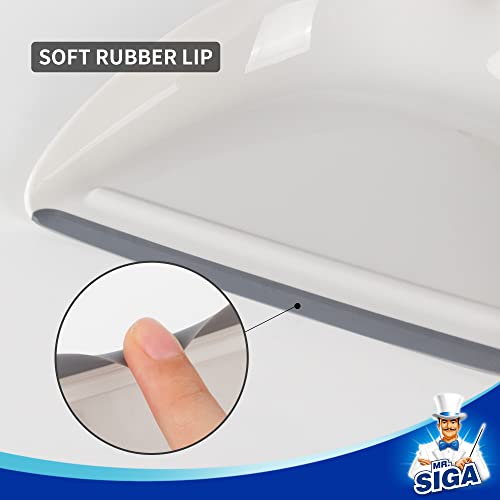 MR.SIGA Dustpan and Brush Set, Portable Cleaning Brush and Dustpan Combo with Bamboo Handle, White, 1 Set - color: White