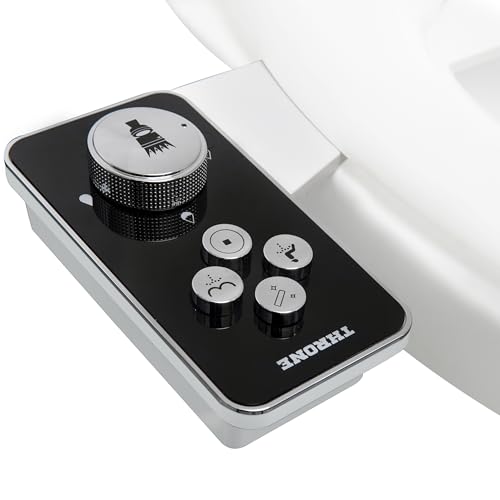Throne Bidet Attachment - USA Patented - Non-Electric Self Cleaning Water Sprayer Toilet Bidet Seat Attachment, Double Nozzle (Frontal & Rear Wash), Easy Install (Black) - color: Black/Chrome