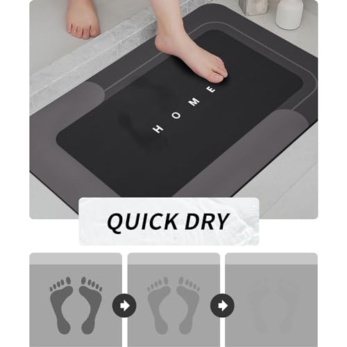 3PCS Absorbent Bath Mat Magic Rug Sets, Quick Drying Bath Mat Non-Slip Floor Rug Rubber Backed for Bathroom Kitchen Shower Sink (16.9''x23.6''+19.7''x23.6''+19.7''x31.9'', Black) - color: Black, size: 3 PCS
