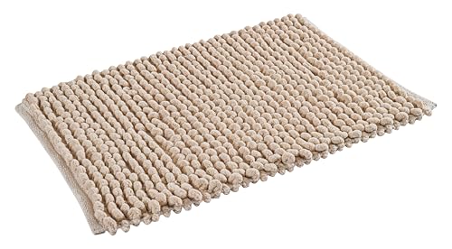Cotton Chenille Bathroom Rug 17x24 Inch Beige, Soft Plush Popcorn Bath Mat, Ultra Absorbent Quick Dry, Machine Washable, Anti Skid Cotton Polyester Rug for Shower, Tub, Entryway - color: Beige, size: 1'5" x 2' (Rectangular)