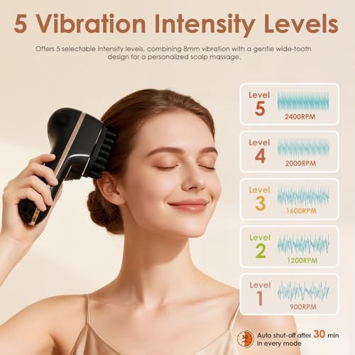 Electric Scalp Massager for Full-Body Relaxation - Cordless Handheld Head Massager with 5-Speed Deep Tissue Therapy & Fatigue Relief for Face, Arm, Shoulder & Body,Ideal for Home/Office Use