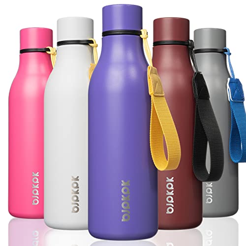 BJPKPK Insulated Water Bottles, 18 oz Stainless Steel Metal Water Bottle with Strap, BPA Free Leak Proof Jugs, Mugs, Flasks, Reusable Thermal Flasks for Sports & Travel, Purple - color: Purple, size: 18 Ounces, style: 18oz