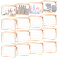 YedsIntu 16 Pieces Clear Cosmetic Bags, Large Transparent Makeup Bags, TSA Approved Toiletry Bag for Travel, PVC Waterproof Clear Pouch with Zipper Make Up Bag for Women and Men Traveling (Orange L) - color: Pink-L