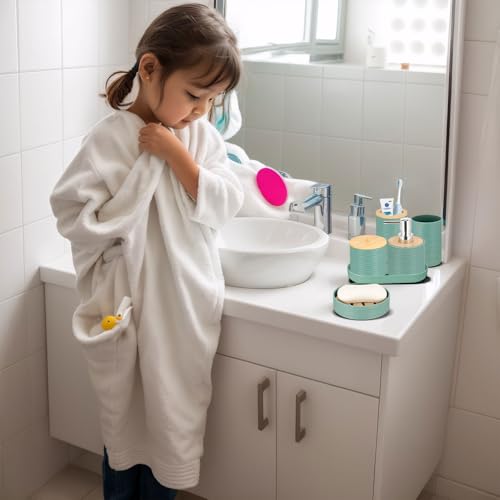 IMAVO Bathroom Accessories Set 11PCS,Complete Bathroom Organizer with Trash Can,Soap Dispenser,Toothbrush Holder,Toilet Brush & Qtip Holders,Modern Plastic Bathroom Decor for Home & Apartment (Blue) - color: Blue, size: 11 PCS Bathroom Set
