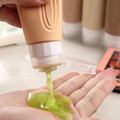 Mrsdry Travel Bottles for Toiletries, Tsa Approved 3oz Travel Size Containers BPA Free Leak Proof Refillable Liquid Silicone Squeezable Travel Accessories for Shampoo Conditioner Lotion (4 Pack) - color: Cream