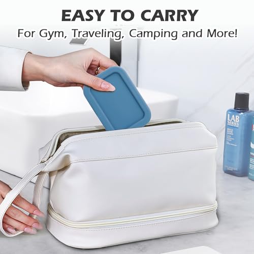 AIDIMMING Leak Proof Silicone Travel Soap Case with Drain Pad, Shatterproof Compact Bar Soap Container with Lid, Shatterproof Portable Soap Holder for Bar Soap, Travel Gym Camping(Dark Blue) - color: Dark Blue