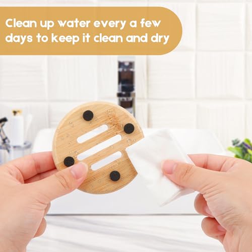 Bamboo Soap Dish for Bar Soap in Shower 4PCS, Wooden Round Holders Self-Draining Tray for Shampoo Conditioner Bars Holder, Travel Soap Saver Case for Bathroom, Kitchen Sink, Bath Tub, Razor Sponges - color: Beige ( 4 Pack )