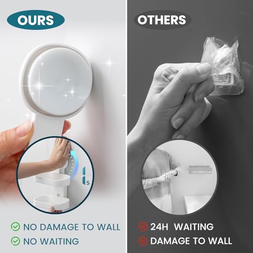 TAILI Double Layer Soap Dish Suction Cup Soap Holder, Strong Sponge Holder for Shower, Bathroom, Tub and Kitchen Sink, Drill-Free, Removable (Pack of 2) - color: White, size: 5.8" * 3.7" 2 Tier (Pack of 2)