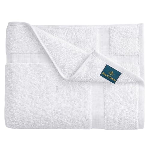Pearl Linens Pack of 6 100% Cotton Bath Mat Towels, 20x30 inches, Soft & Absorbent Floor Towels for Bathroom, Not Bathroom Rugs, After Shower Mat, 687 GSM, Machine Washable, Airbnb Essentials, White - color: White, size: 20x30 - Set of 6