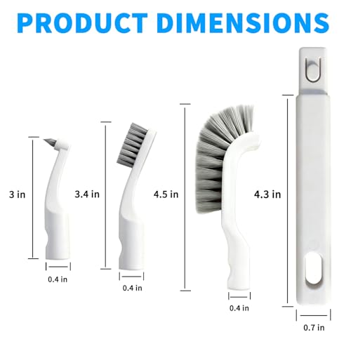 Hard Bristle Crevice Cleaning Brush Set with 4Pcs Brush Heads & 2Pcs Handles, Multifunctional Grout Brush Tools for Kitchen, Bathroom, Sink, Corner, Mug, Blender, and Hard-to-Reach Areas - style: 6-Pieces Kit