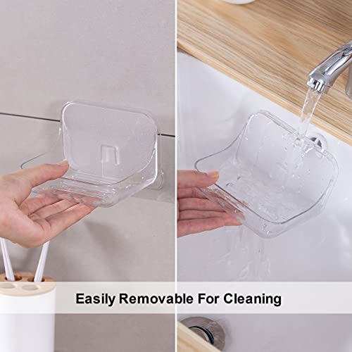 Ettori Soap Dish Holder, Wall Mounted Adhesive Soap Holder, No Drilling Shower Soap Sponge Holder for Bathroom Kitchen, Translucent Plastic - color: Clear Soap Holder