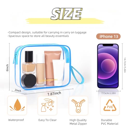 Icramsy Clear Makeup Bag,2 Pack TSA Approved Toiletry Bag Travel Toiletry Bag Hanging Makeup Cosmetic bag for Women Men (Blue) - color: Blue
