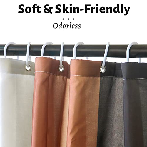 Mid Century Shower Curtain, Brown Modern Boho Neutral Arch Geometric Machine Washable Waterproof for Bathroom Bathtub with 12 Hooks 72x72 - color: Brown and Beige, size: 72"W x 72"L (Pack of 1)