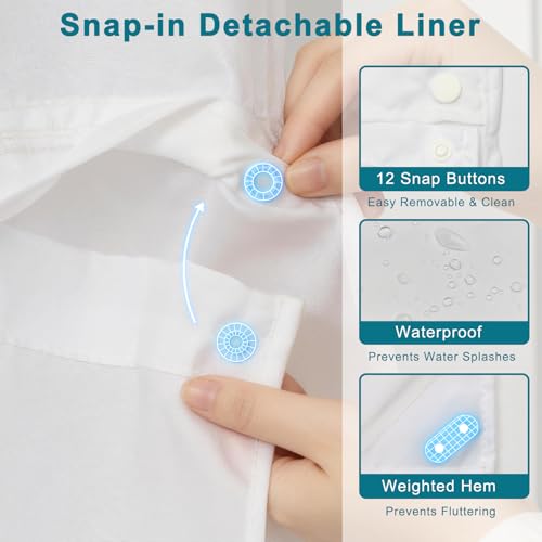 Coastal No Hook Shower Curtain with Snap in Liner, Double-Layer Waterproof Fabric Cloth Shower Curtains with Ventilation Window, Ocean Minimalist Undersea Starfish Blue Shower Curtain, 71x74 Inches - color: Dreamy Ocean World