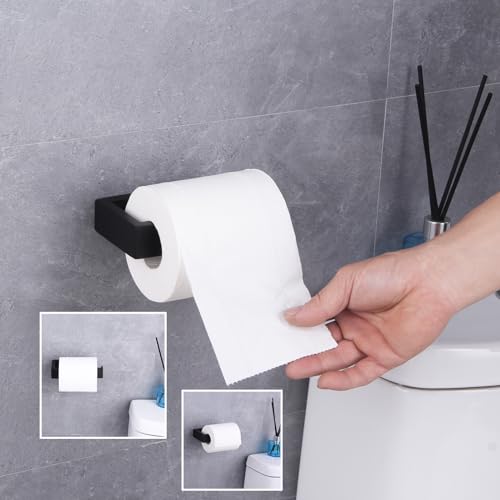 GERZWY Bathroom Accessory 2-Piece Set SUS 304 Stainless Steel Toilet Paper Holder Towel Ring Wall Mount, Matte Black HG1708-2BK - color: Matte Black