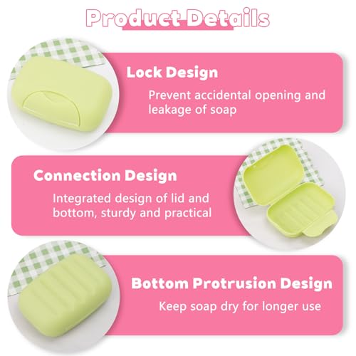 Zoyiancy 6 PCS Travel Soap Case, Portable Plastic Soap Box with Lid, Waterproof Leakproof Soap Dish, Draining Soap Holder for Traveling, Camping, Outdoor, Gym, Bathroom