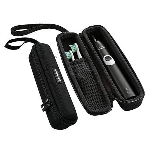 Toothbrush Case for Sonicare 5300 4100 5100 6100, Oral-B 1000, AquaSonic | Protective hardshell fits top electric toothbrushes. water-resistant storage pouch with charger mesh pocket, wrist strap.