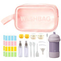 Travel Cosmetic Case Toiletry Bag with Zipper Refillable 4-in-1 Silicone Kit Toiletry Bottles、Squeeze Toiletry Bottles Leakproof Accessories for Toiletries Shampoo Lotion Body Wash (BPA Free) - size: 4-in-1 Kit - Purple