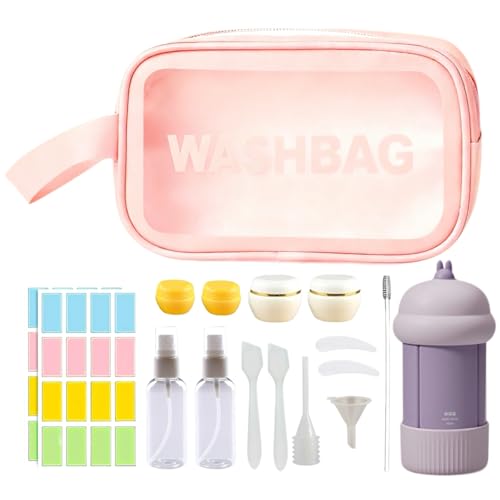 Travel Cosmetic Case Toiletry Bag with Zipper Refillable 4-in-1 Silicone Kit Toiletry Bottles、Squeeze Toiletry Bottles Leakproof Accessories for Toiletries Shampoo Lotion Body Wash (BPA Free) - size: 4-in-1 Kit - Purple