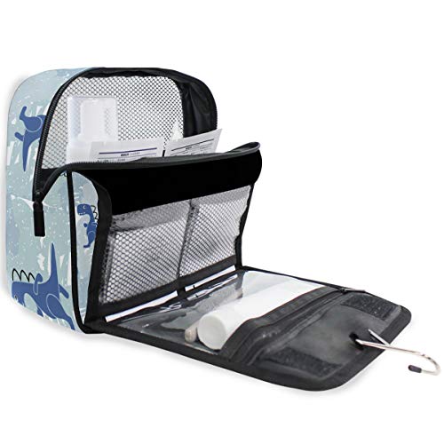 senya Hanging Travel Toiletry Bag Kit Makeup Case Cosmetics Organizer for Men Women - color: Dinosaur Blue Boy