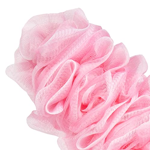 Lufa Back Scrubber for Shower, Anti-Slip Long Handle Bath Sponge Shower Brush, Soft Nylon Mesh Back Cleaner Washer, Loofah on a Stick Body Brush for Women&Men (Pink)