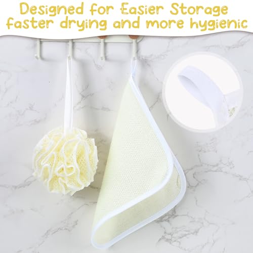 6 Pcs Exfoliating Washcloth and Loofah Sponge Set, Dual-Sided Cleaning Washcloth, Mini Mesh Shower Pouf Balls 35g for Women Bath Body Face Shower
