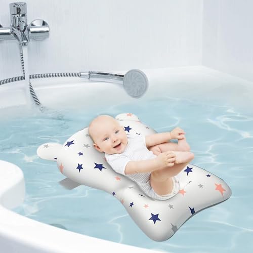 Baby Bath Suspension Prevent Slip Pad, Soft Quick Dry Lightweight Baby Bath Cushion Pad, Newborn Bathtub Mat Infant Bath Supporter Nonslip Floating Bathing Tub Seat for Assisted Sitting (White)